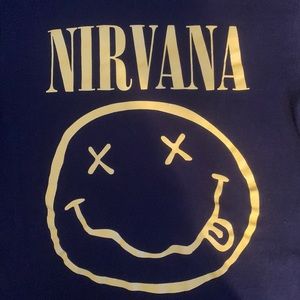 Selling a NIRVANA tee, size Small, color: black/yellow